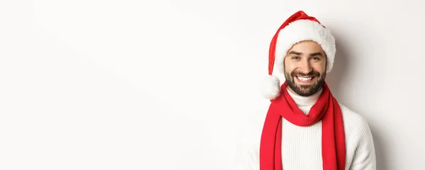Yeni Yıl Partisi Kış Tatili Konsepti Noel Baba Şapkasıyla Noel — Stok fotoğraf