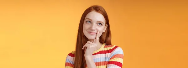 Happy Tender Feminine Redhead 20S Girl University Student Smiling Delighted — Stock Photo, Image
