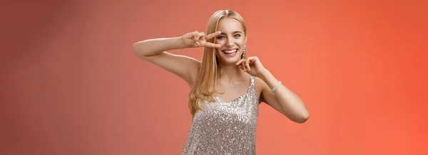 Lebensstil Charismatisch Lustig Amüsiert Charmante Blonde Mädchen 25S Spaß Beim — Stockfoto