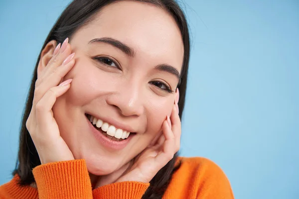 Belleza Cuidado Piel Primer Plano Retrato Feliz Sonrisa Mujer Japonesa —  Fotos de Stock