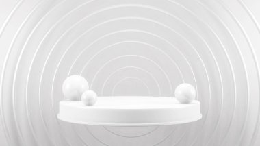 Geometric shape background in the white and grey studio room, minimalist mockup for podium display or showcase, 3d rendering