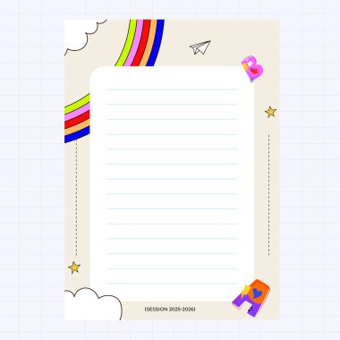 Gökkuşağı ve Yaratıcı Sınır Tasarımı ile Renkli Okula Dönüş Kağıt Şablonu