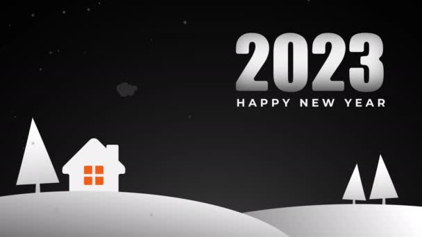 Felice Anno Nuovo Sfondo Animato Stile Bianco Nero — Video Stock