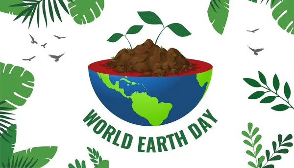 World earth day illustration design with the message of saving earth and planting trees