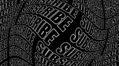 Animasyon siyah arkaplan ve şişkinlik efektli beyaz metni abone et