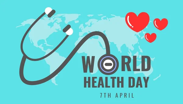 World Health Day illustration design with bold text and heart sign