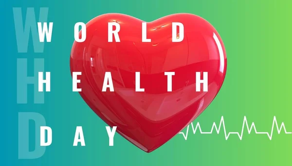 Illustrationsdesign För Världshälsodagen Med Stor Röd Hjärtsymbol Den April — Stockfoto