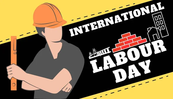 国際労働者の日または5月の日のイラストデザイン大胆なタイポグラフィと労働力を示す — ストック写真