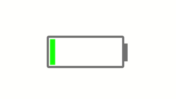 白色背景下的电池充电指示器动画 — 图库视频影像