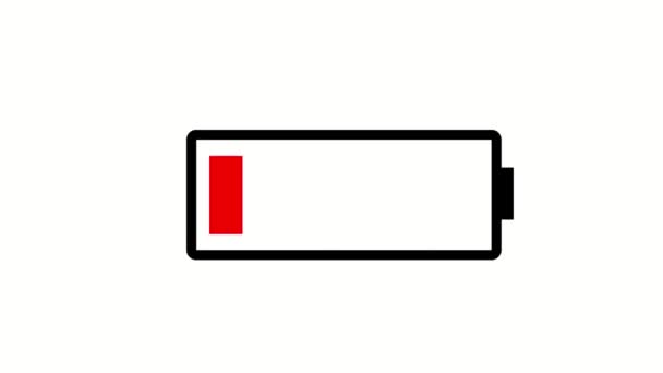 白底电池充电指示器进度条动画 — 图库视频影像