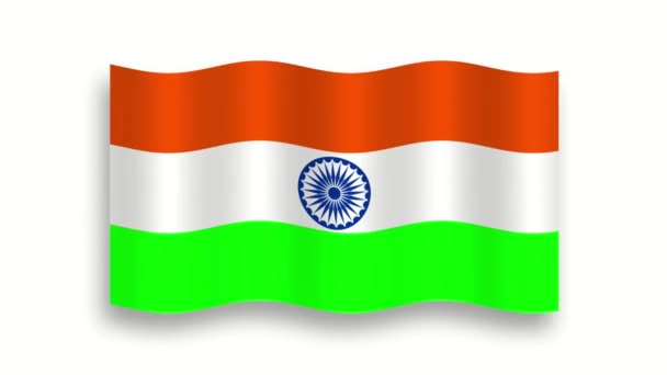 Bandeira Indiana Acenando Animação Fundo Branco Adequado Para Dia Independência — Vídeo de Stock
