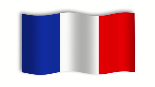 Francie Vlajka Mávání Animace Bílém Pozadí — Stock video