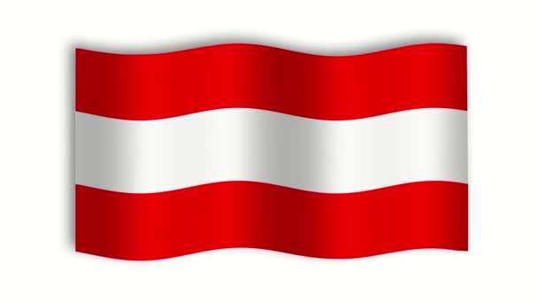 Austria Płynna Flaga Machająca Animacją Białym Tle — Wideo stockowe