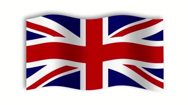 Reino Unido Ondeando Animación Bandera Sobre Fondo Blanco Verde — Vídeos de Stock