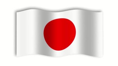Beyaz arka plan ve yeşil arkaplan üzerinde Japonya bayrağı sallıyor