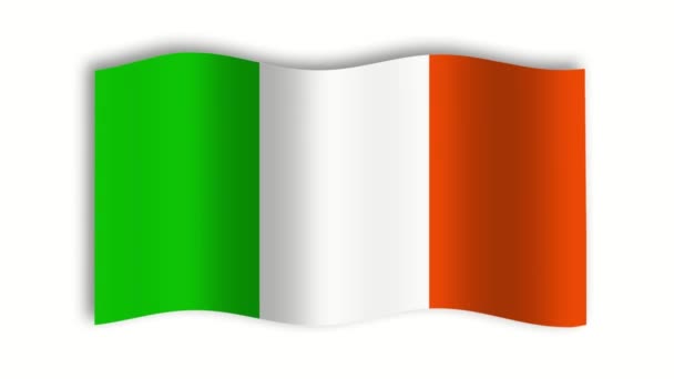 Irland Viftar Flagga Animation Både Vit Och Blå Bakgrund — Stockvideo
