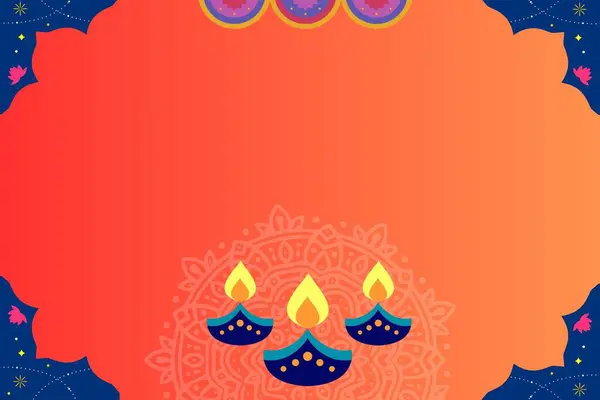 Boş Diwali tema şablonu turuncu arkaplan ve diya