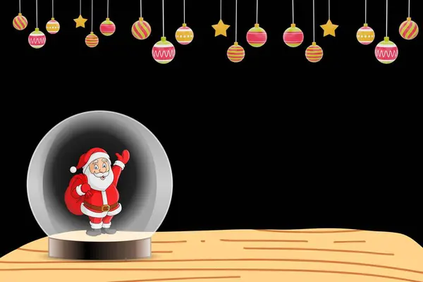 Tatlı bir Noel Baba, Noel boyunca karanlık arka planda cam bir topun içindedir.