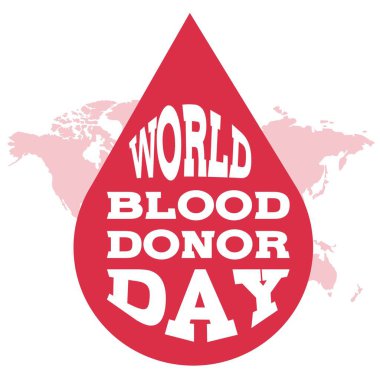Beyaz arka planda kan damlası olan dünya kan bağışı günü çizelgesi