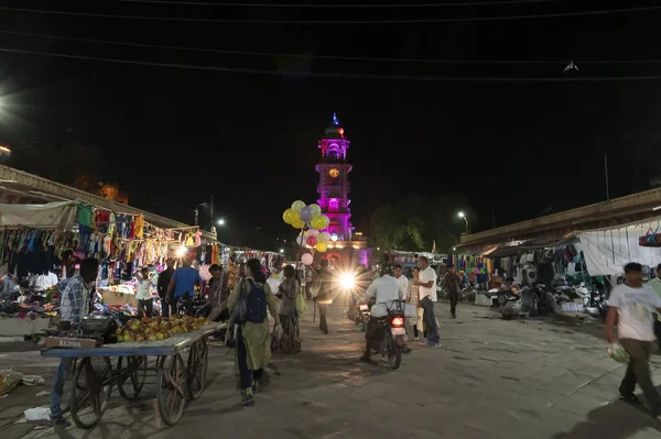 Jodhpur Rajastán India 2019 Imagen Nocturna Del Famoso Mercado Sardar — Foto de Stock