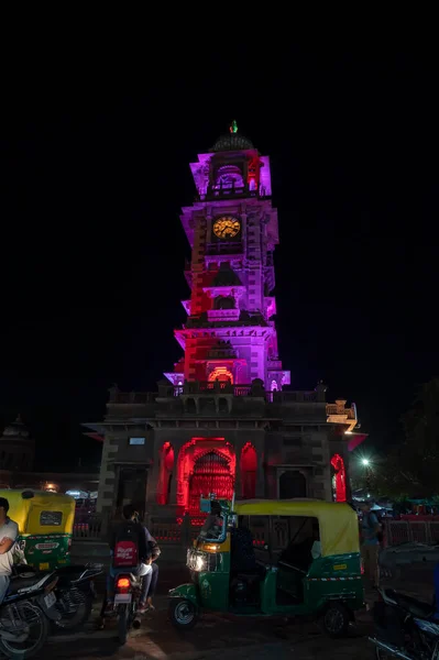 Jodhpur Rajasthan India 2019 Faimoasa Piață Sardar Turnul Ceas Ghar — Fotografie, imagine de stoc