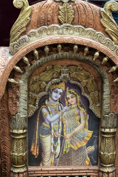 Jodhpur Rajasthan Índia 2019 Bela Arte Enquadrada Radha Krishna Deus — Fotografia de Stock