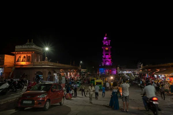 Jodhpur Rajasthan Índia 2019 Turistas Tirando Fotos Famoso Sardar Market — Fotografia de Stock