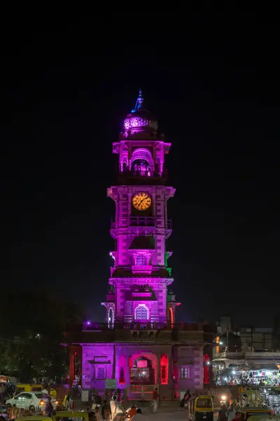 Jodhpur Rajasthan Índia 2019 Popular Sardar Market Ghanta Ghar Clock — Fotografia de Stock