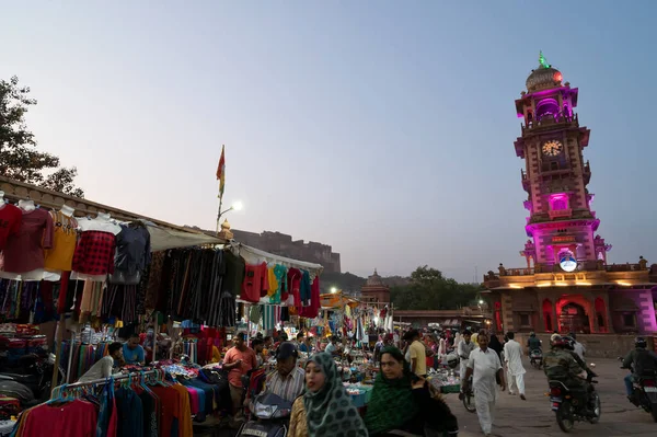 Jodhpur Rajasthan Índia 2019 Blue Hour Image Famous Sardar Market — Fotografia de Stock