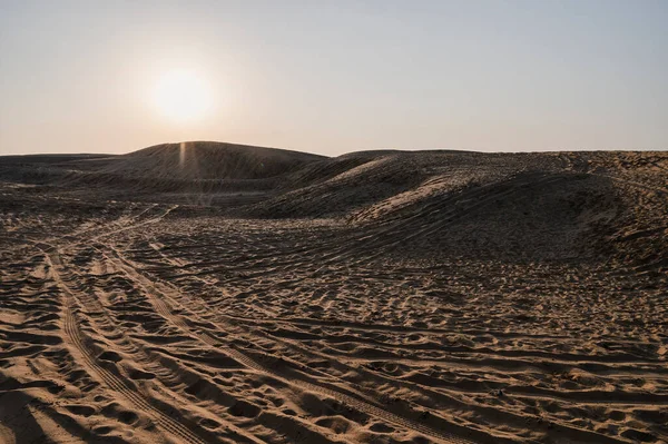 Marques Pneus Voiture Sur Les Dunes Sable Désert Thar Rajasthan — Photo