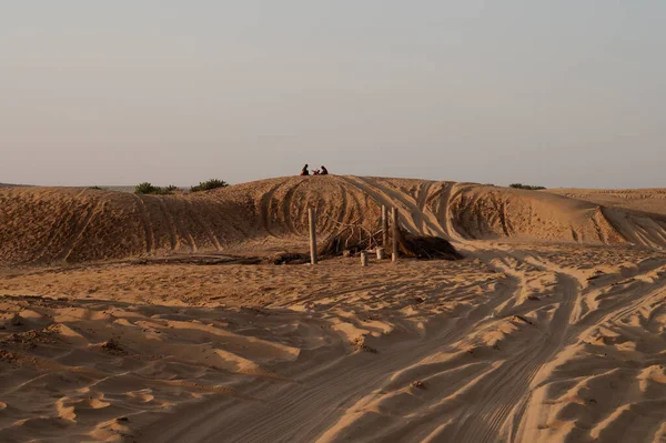Segni Pneumatici Sulle Dune Sabbia Del Deserto Thar Rajasthan India — Foto Stock