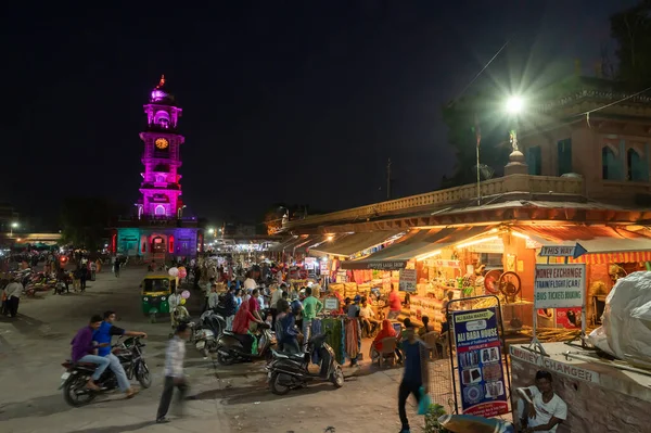 Jodhpur Rajasthan Indie 2019 Słynny Targ Sardar Wieża Zegarowa Ghanta — Zdjęcie stockowe