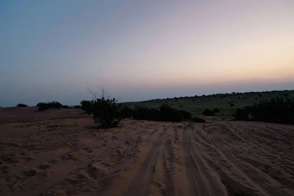 Blick Auf Die Sanddünen Der Wüste Thar Vor Sonnenaufgang Rajasthan — Stockfoto