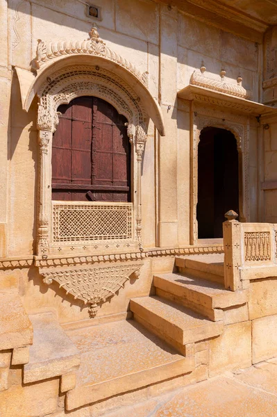 Sandstone Wykonane Piękny Balkon Jharokha Kamienne Okno Zewnątrz Rani Mahal — Zdjęcie stockowe