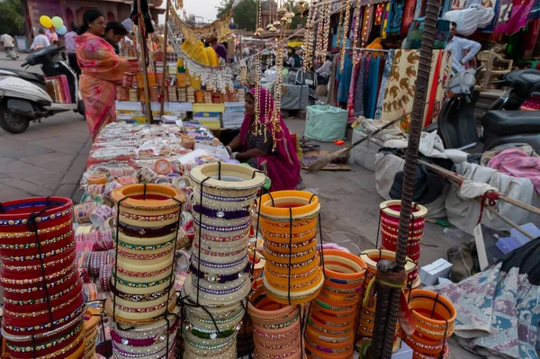 Jodhpur Rajasthan Indie 2019 Piękne Bransoletki Ozdoby Rajasthani Sprzedawane Słynnym — Zdjęcie stockowe