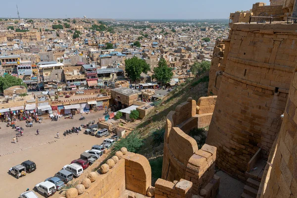 Jaisalmer Rajasthan Indie Října 2019 Pískovec Krásného Balkonu Jharokhy Kamenného — Stock fotografie