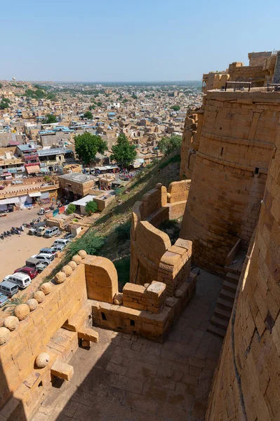 Jaisalmer Rajasthan Índia Outubro 2019 Arenito Feito Bela Varanda Jharokha — Fotografia de Stock