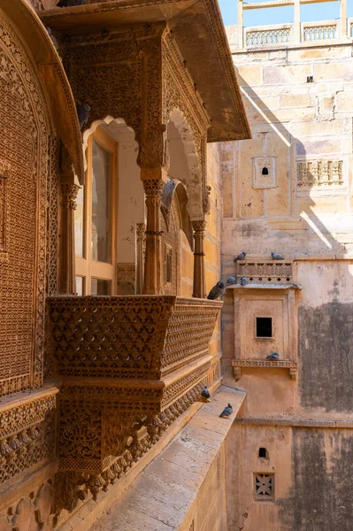 Jaisalmer Rajasthan India Oktober 2019 Zandsteen Gemaakt Prachtig Balkon Jharokha — Stockfoto