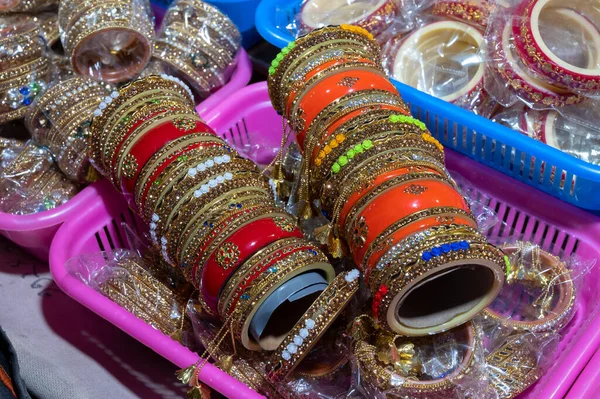 Ornamental Bangles Being Sold Famous Sardar Market Ghanta Ghar Clock — Stock Photo, Image