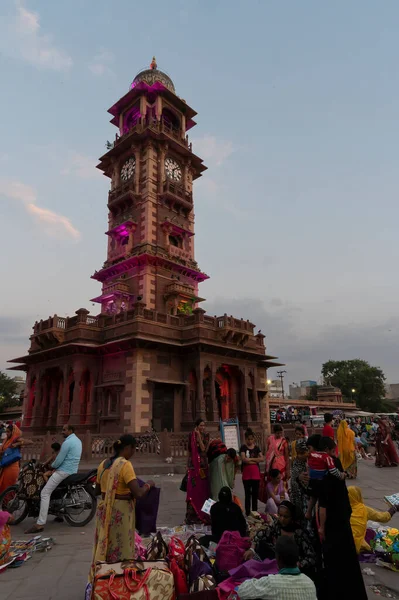 Jodhpur Rajasthan Índia 2019 Compradores Vendedores Rajasthani Famoso Sardar Market — Fotografia de Stock