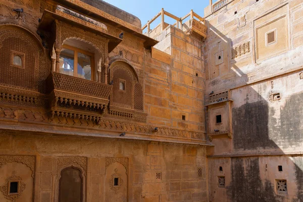 Jaisalmer Rajasthan Indie Října 2019 Pískovec Krásného Balkónu Jharokha Kamenné — Stock fotografie