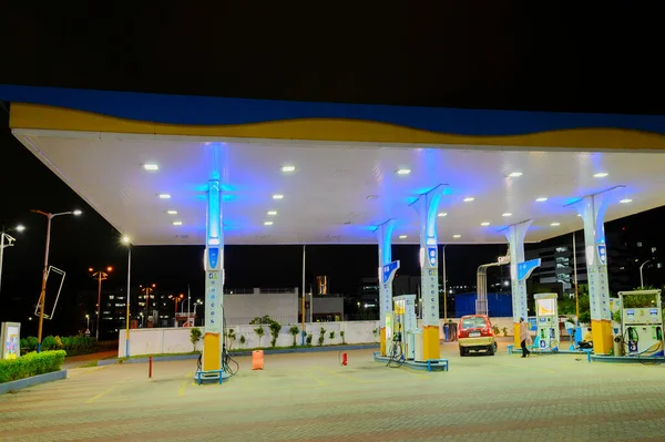 Колката Західна Бенгал Індія Жовтня 2020 Красиве Нічне Зображення Бензинового — стокове фото