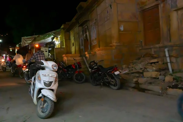 Jaisalmer Rajastán India Octubre 2019 Vista Nocturna Calle Ciudad Ciudad — Foto de Stock