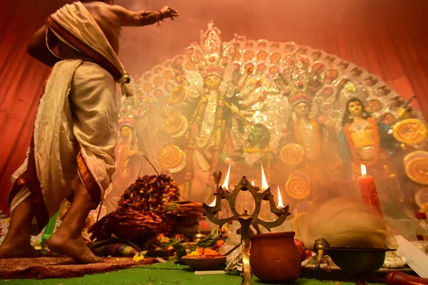 Howrah Nyugat Bengál India 2021 Október Durga Istennőt Imádja Hindu — Stock Fotó