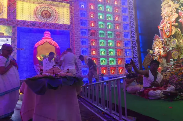 Хаура Західна Бенгалія Індія Жовтня 2019 Богині Дурзі Поклоняється Індуський — стокове фото