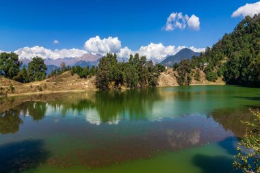 Deoriatal, Uttarakhand, India, Deoria Tal, Devaria or Deoriya lake at Sari village , Garhwal Himalayas, famous for snow capped chaukhamba mountains in the backdrop. It is considered sacred by Hindus.