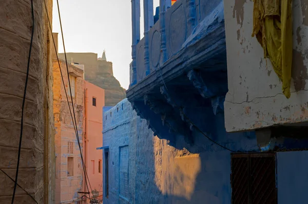 Traditionellt Blåfärgat Hus Jodhpur Stad Rajsthan Indien Blått Symboliskt För — Stockfoto