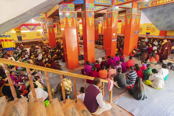 Klasztor Samdruptse Ravangla Sikkim Indie Października 2016 Buddyjscy Wielbiciele Modlący — Zdjęcie stockowe