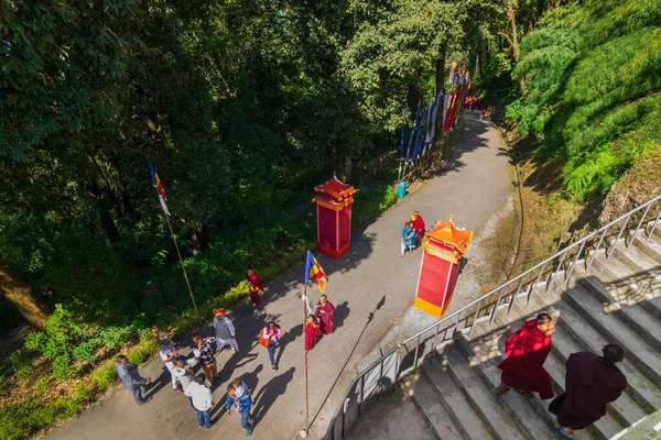 Samdruptse Sikkim India 20Th October 2016 Monks Walking Stair Holy — Stock Photo, Image