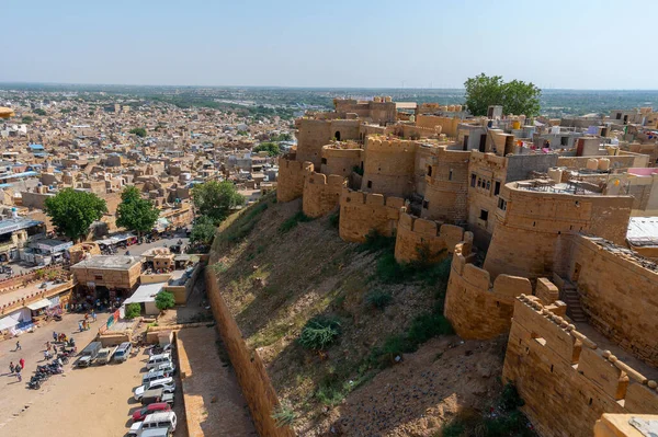 Jaisalmer City Rajasthan Índia 2019 Arenito Feito Bela Varanda Jharokha — Fotografia de Stock